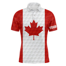Load image into Gallery viewer, Mens golf polo shirt custom Canadian flag golf ball polos shirt for men, patriotic golfing gifts NQS6648