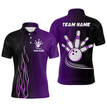 Load image into Gallery viewer, Gradient black purple bowling league jerseys custom Men Bowling Polo Shirt, gifts for bowling team NQS7056