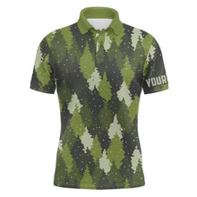 Load image into Gallery viewer, Mens golf polo shirt custom green trees camouflage Christmas golf shirt for men, unique golf gifts NQS6663