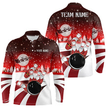 Load image into Gallery viewer, Mens Bowling Polo Shirts Custom Christmas Santa Bowling ball pins team Men&#39;s Jersey | Red NQS6666