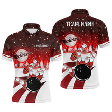 Load image into Gallery viewer, Mens Bowling Polo Shirts Custom Christmas Santa Bowling ball pins team Men&#39;s Jersey | Red NQS6666