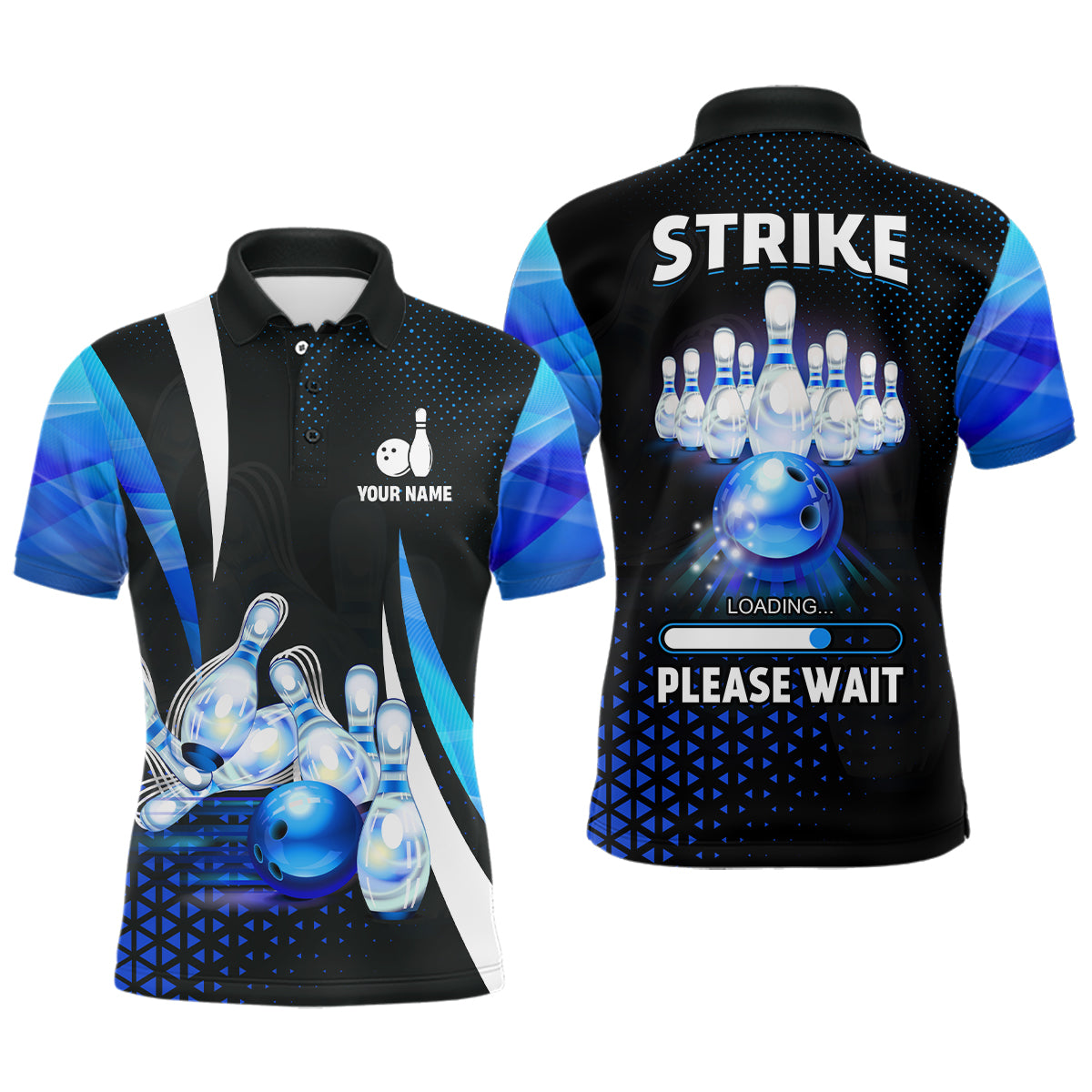 Custom Blue Thunder Lightning Polo Bowling Shirts Strike Bowling Team –  ChipteeAmz