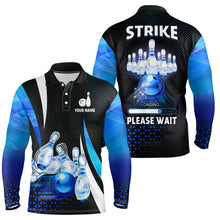 Load image into Gallery viewer, Funny Mens polo bowling shirt Custom Strike loading please wait team bowling jerseys | Blue NQS6675