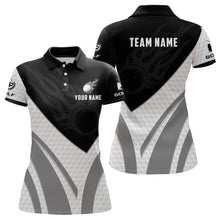 Load image into Gallery viewer, Black and white Womens golf polo shirt custom golf ball fire ladies golf tops NQS7063