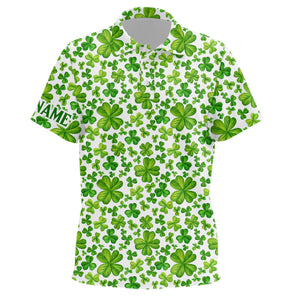 Kid golf polos shirt custom Watercolor Green clover St Patrick's Day pattern golf polos shirt for Kid NQS7181