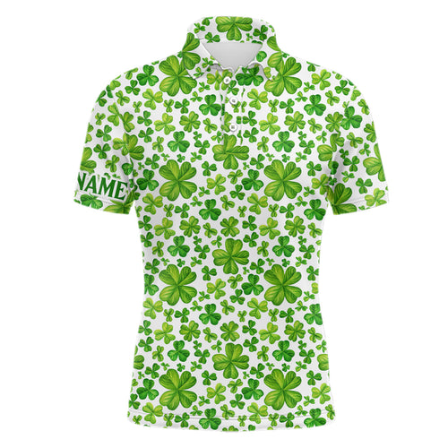 Mens golf polo shirts Watercolor Green clover St Patrick's Day pattern golf shirts custom golf polos NQS7181