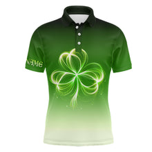 Load image into Gallery viewer, Mens golf polo shirts custom gradient green light clover st patrick&#39;s day golf apparel NQS7198