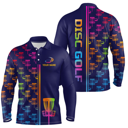 Mens golf polo shirts colorful gradient disc golf basket custom disc golf jerseys NQS7205