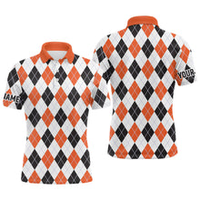 Load image into Gallery viewer, Mens golf polo shirts custom argyle plaid Halloween pattern golf attire for men, unique golf gifts NQS6248
