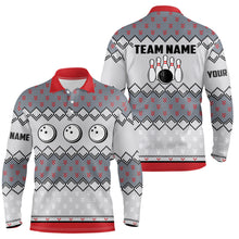 Load image into Gallery viewer, Mens Bowling Polo Shirts Custom ugly Christmas pattern Bowling ball pins team Mens Jersey NQS6727