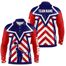 Load image into Gallery viewer, Red, white and blue American flag Bowling Polo Shirts For Men Custom bowling Team League Jerseys NQS6735