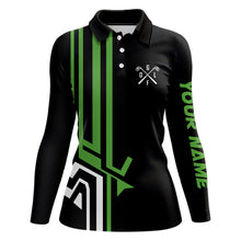 Load image into Gallery viewer, Womens golf polo shirts custom black team golf shirts, custom polo jerseys womens green golf shirts NQS7098