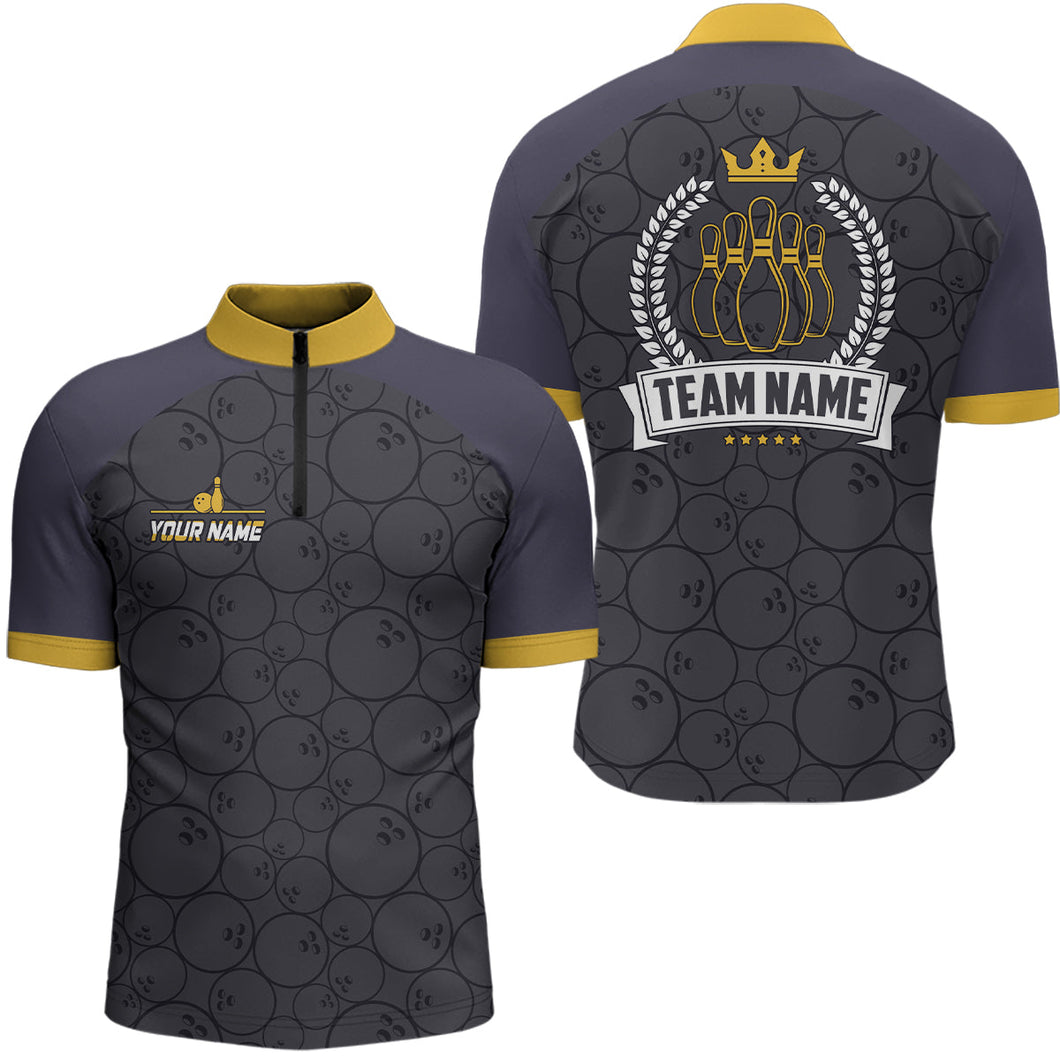 Bowling Quarter-Zip Shirts for men Custom bowling camo team League jerseys, retro bowling shirts NQS6756