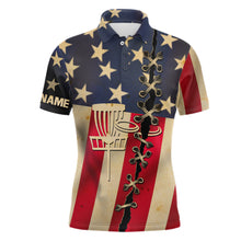 Load image into Gallery viewer, Vintage American flag Mens disc golf polo shirts custom patriotic frisbee golf shirt NQS6767