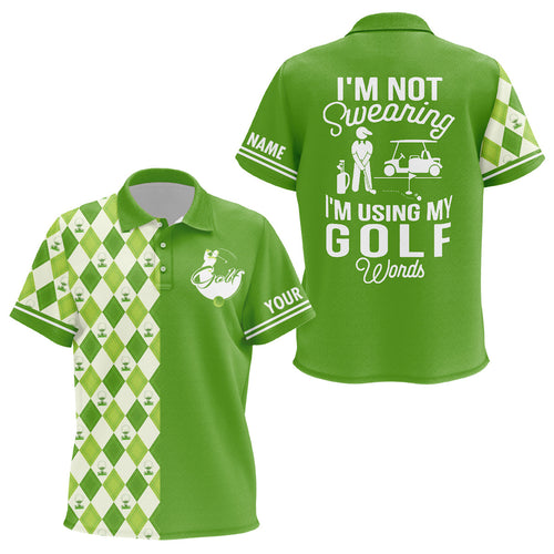 Green argyle plaid pattern Kid golf polo shirts custom I'm not swearing, I'm using my golf words NQS6515