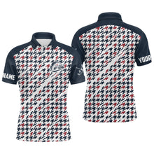 Load image into Gallery viewer, Mens golf polos shirts custom your hole is my goal blue and red pattern golf shirt, golf gifts for men NQS6517