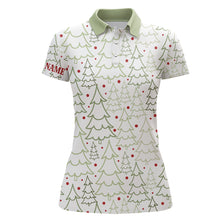 Load image into Gallery viewer, Womens golf polo shirt custom Winter and christmas themed pattern, christmas polo shirts for ladies NQS6784