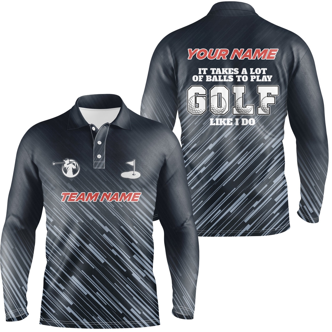 Blue pattern Mens golf polo shirts custom It takes a lot of balls to play golf like I do men golf tops NQS6630