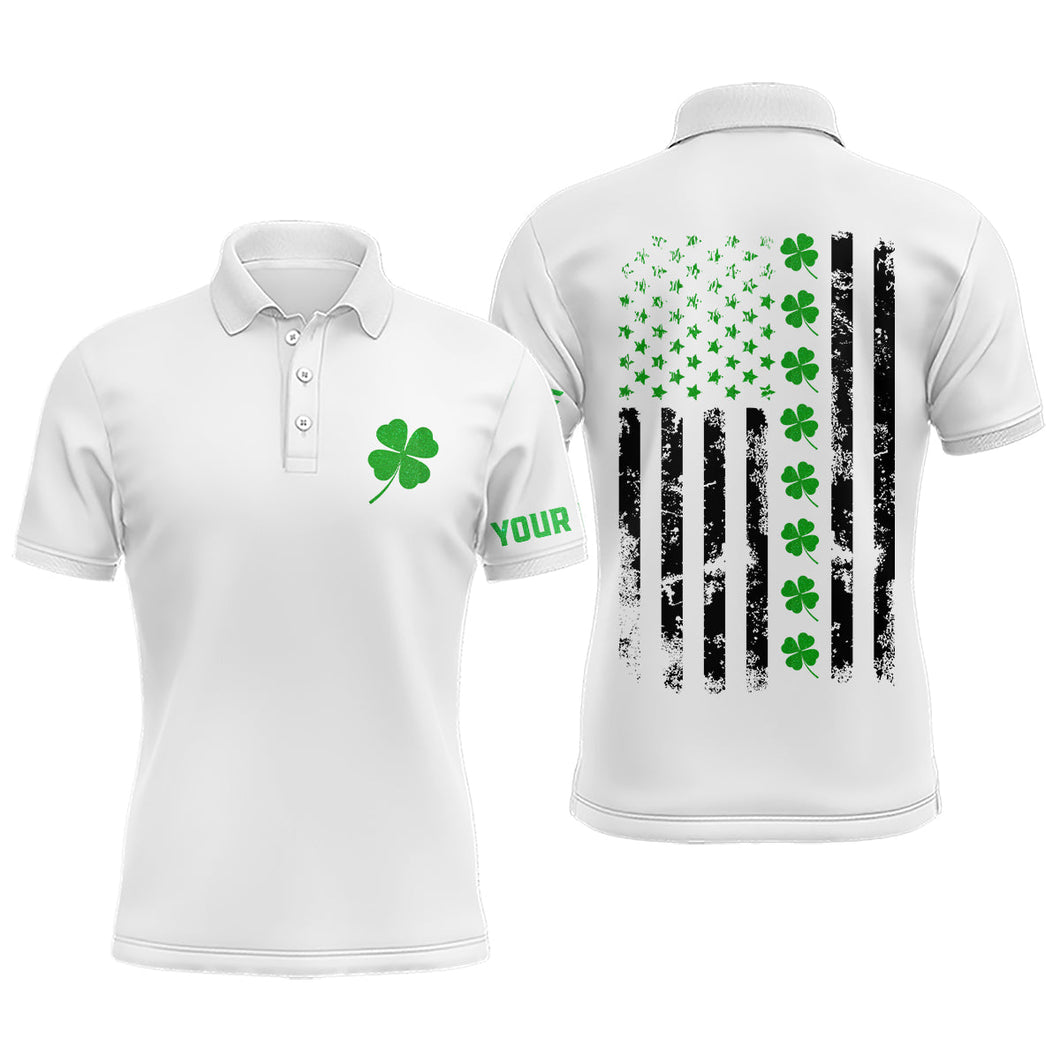 Mens golf polos shirts custom American flag green shamrock st patrick's day patriotic Mens golf top NQS7041