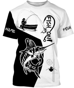 Marlin Fish On Custome Name 3D All Over Printed Shirts For Adult And Kid Personalized Fishing gift NQS358