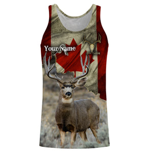 Mule Deer Canada flag 3D all over print Shirts, Personalized hunting gifts for Men, Women and Kid FSD3177