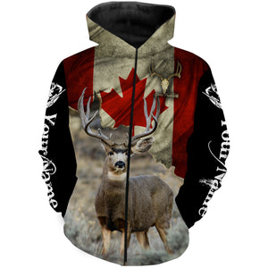 Mule Deer Canada flag 3D all over print Shirts, Personalized hunting gifts for Men, Women and Kid FSD3177