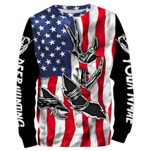 Load image into Gallery viewer, American Flag Deer Hunting Antler 3D Patriotic Custom Name All Over Printed Shirts - Personalized Deer Hunting, Shed Hunting Gift FSD2593