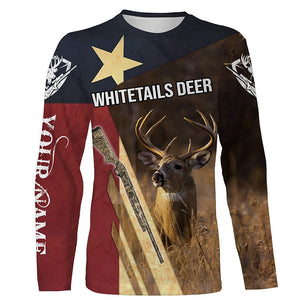 Texas Whitetails Deer Rifle Hunting Texas flag Customize Name 3D All Over Printed Shirts, Hoodie FSD3538