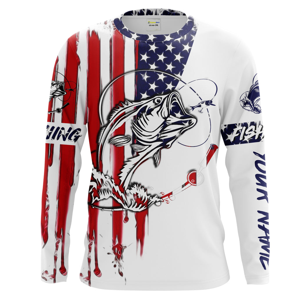Fishing Shirt American Flag Largemouth Bass fishing Apparel for Adult and Kid, Personalized Patriotic fishing gifts FSD2153