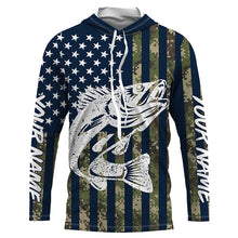 Load image into Gallery viewer, Walleye Fishing American Flag Camo custom performance fishing shirt for Men, Women, Youth/Kids FSD3552