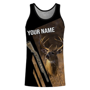 Whitetails Deer Rifle Hunting Customize Name 3D All Over Printed Shirts, Deer hunting Gifts FSD3429