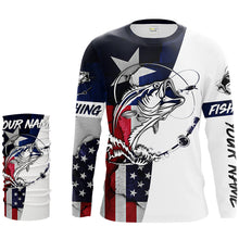 Load image into Gallery viewer, Bass Fishing TX and USA flag 3D Full printing Shirts - Personalized Fishing gift, Men&#39;s Performance Fishing Shirts FSD2201