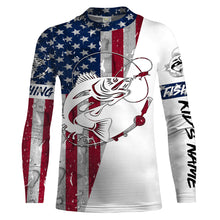 Load image into Gallery viewer, Walleye Fishing Patriotic American Flag Rain drops 3D Full Printing Sun/UV Protection Shirt - Performance Fishing Shirts FSD2202