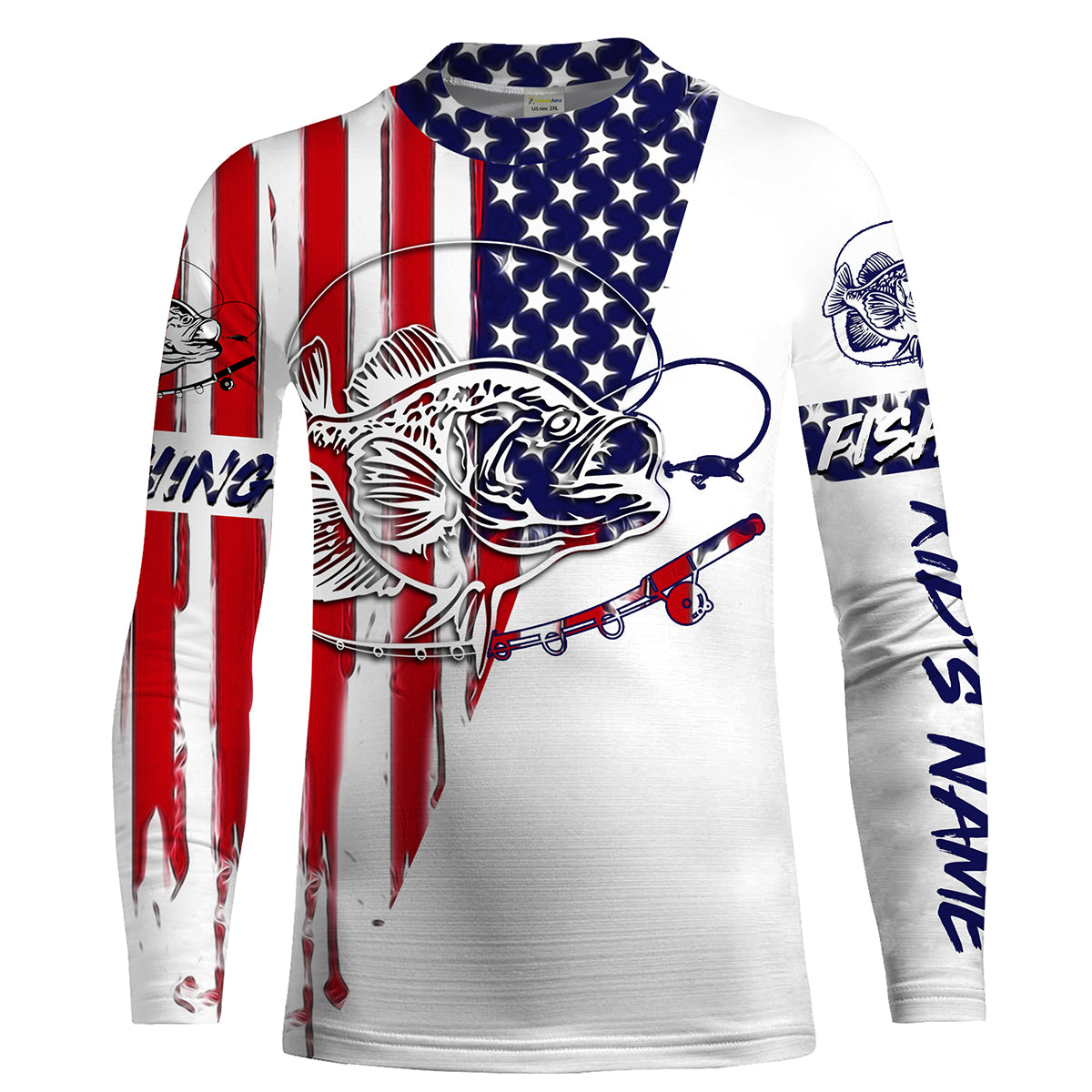 Fishing Shirt American Flag Crappie fishing Apparel for Adult and Kid, Personalized Patriotic fishing gifts FSD2318