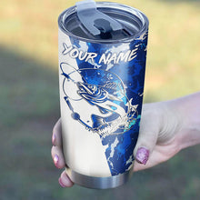 Load image into Gallery viewer, Walleye Fishing Blue Sea camo Customize Name Stainless Steel Tumbler Cup, Fishing gifts FSD3575