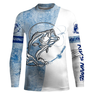 Ice Fishing Largemouth Bass Winter Fishing Performance Long Sleeve Shirts, Fisherman Gifts FSD2657