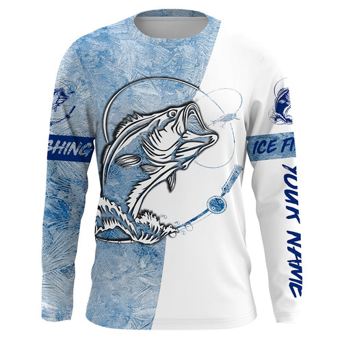 Ice Fishing Largemouth Bass Winter Fishing Performance Long Sleeve Shirts, Fisherman Gifts FSD2657