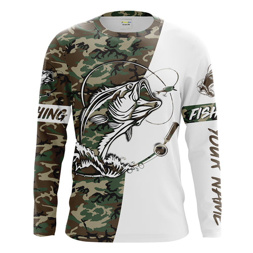 Bass Fishing American Camo Custom Name All Over Print Sun/UV Protection Shirts For Fisherman Personalized Fishing Gifts FSD2041
