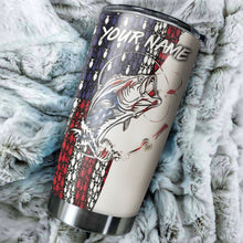 Load image into Gallery viewer, 1pc American Flag Bass Fishing Custom Name Stainless Steel Fishing Tumbler Cup - Patriotic Gifts Fishing Gift Idea for Fisherman FSD2214