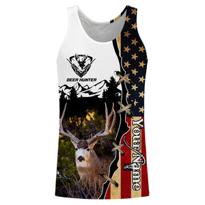 Mule Deer hunting American flag custom name 3D all over print Shirts, Personalized gifts FSD3161