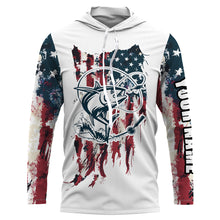 Load image into Gallery viewer, Tuna Fishing American Flag Patriotic Custom Name UV Protection Long Sleeve Shirt, Performance Shirt - FSD2469