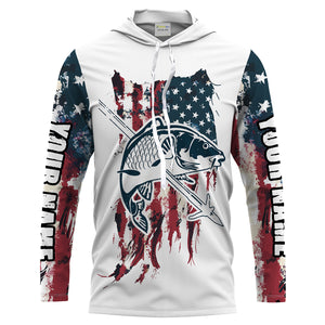Carp Bowfishing American Flag Customized Name 3D All Over printed Shirts For Men, Women - Patriotic Bow Fishing Gifts FSD2241