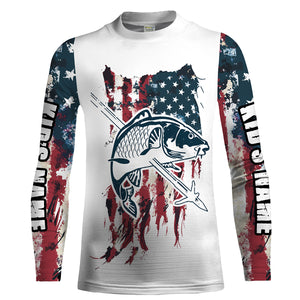 Carp Bowfishing American Flag Customized Name 3D All Over printed Shirts For Men, Women - Patriotic Bow Fishing Gifts FSD2241