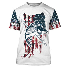 Load image into Gallery viewer, Carp Bowfishing American Flag Customized Name 3D All Over printed Shirts For Men, Women - Patriotic Bow Fishing Gifts FSD2241