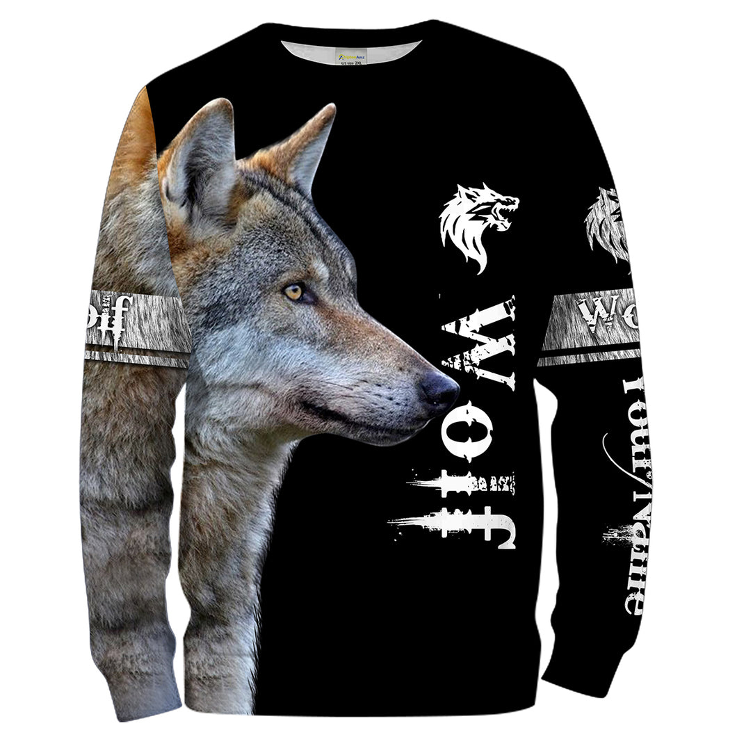 Wolf Hunting Predators Hunter Customized Name 3D Full Printing Shirts Personalized Hunting Gifts Shirt for Adult and Kid FSD2072