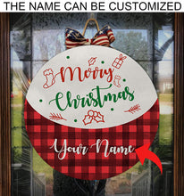 Load image into Gallery viewer, Merry Christmas Fishing Bobber Custom Name Wooden Door Hanger, Personalized Fishing Home Signs FSD2493