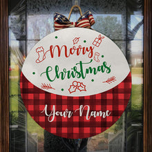 Load image into Gallery viewer, Merry Christmas Fishing Bobber Custom Name Wooden Door Hanger, Personalized Fishing Home Signs FSD2493