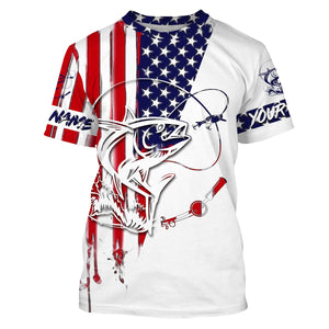 Fishing Shirt American Flag Tuna fishing Apparel for Adult and Kid, Personalized Patriotic fishing gifts FSD2578