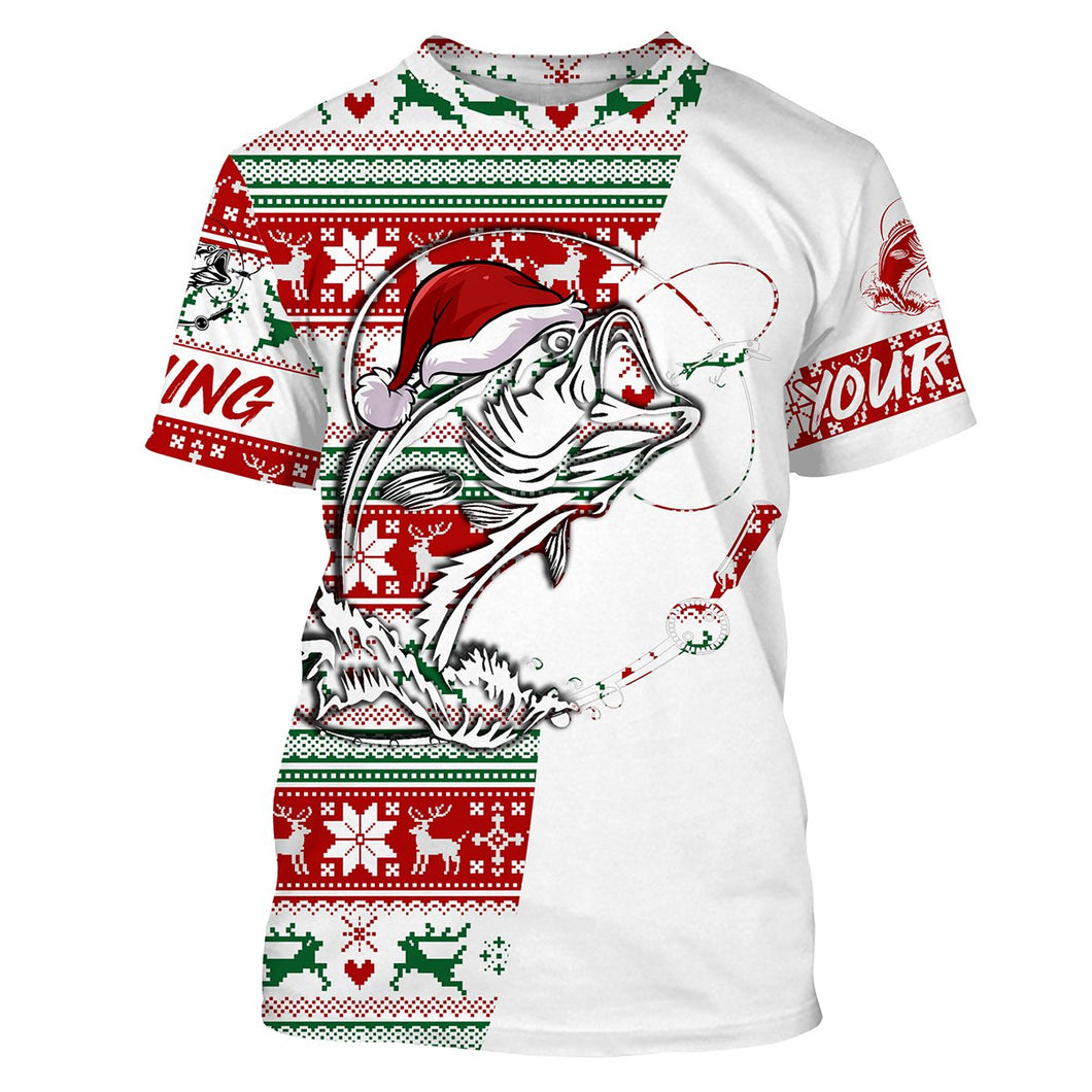 Christmas Fishing Gifts Largemouth Bass Ugly Christmas Shirt, Fishing Gifts for Dad, Husband FSD2512