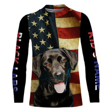 Load image into Gallery viewer, Labrador Retriever American flag Custom Name 3D all over print T-shirt Hoodie| USA Black Labs shirt FSD3635